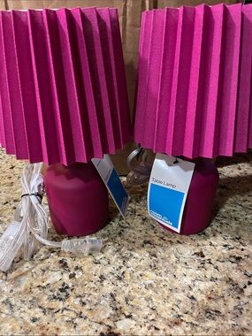 Room Essentials Fuchsia Pleated Shade Table Lamps - Pair